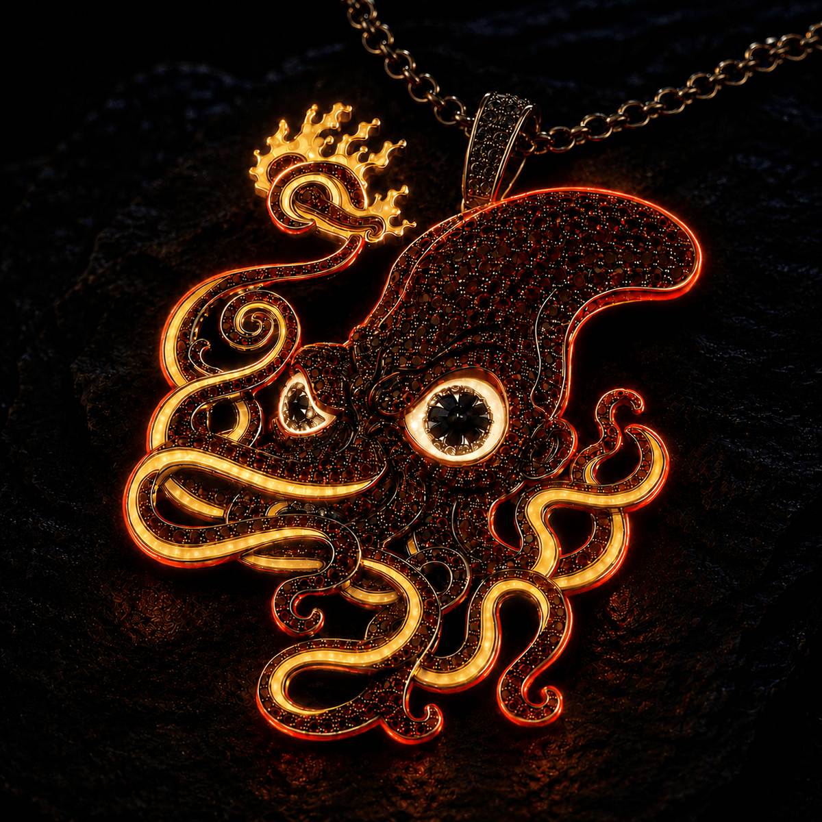 RHCP Solid Gold Chain with Diamond Pendant TMH