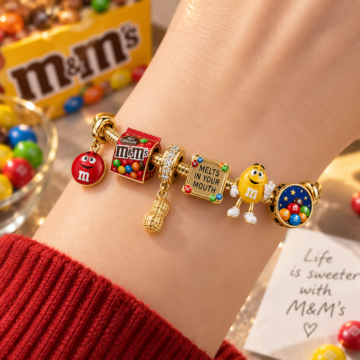 M&M Gold Charm Bracelet Set PTT
