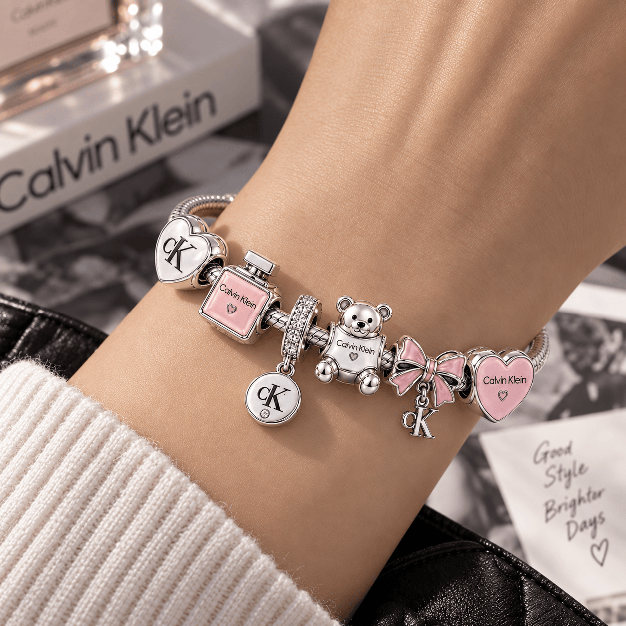 C&K Silver Charm Bracelet Set TTN