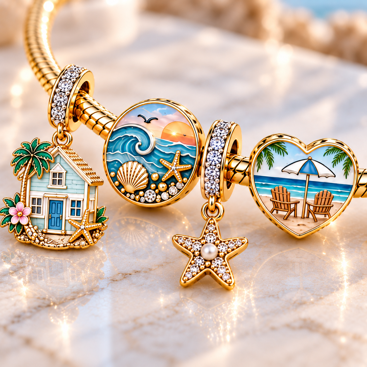 BHH Gold Charm Bracelet Set PTT
