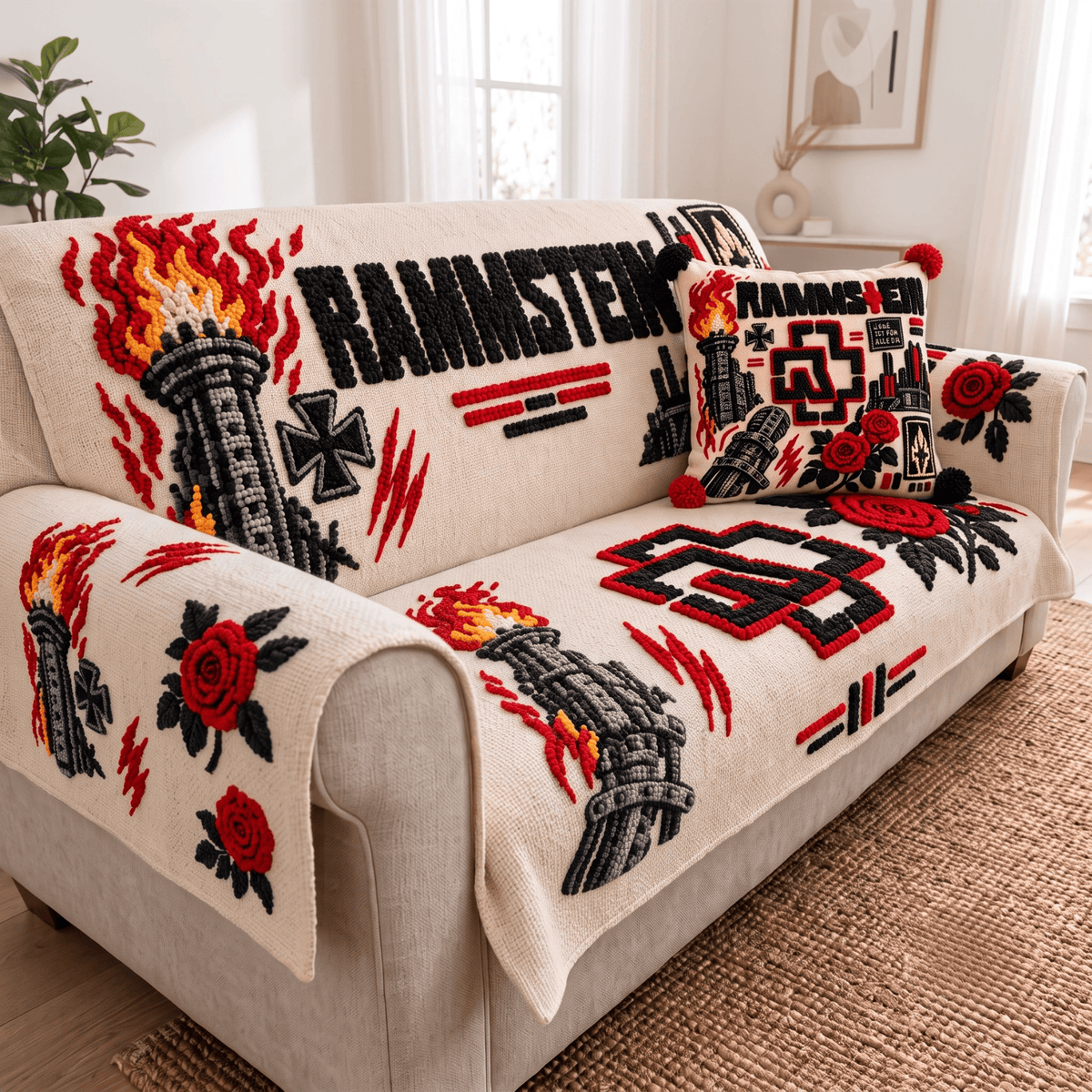 RMS Tufted Sofa Cover & Pillow Set NTKO