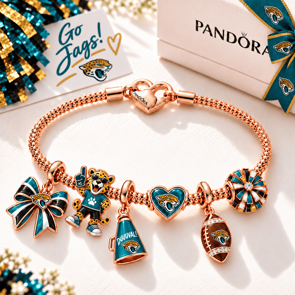 JSVJ Rose Gold Charm Bracelet Set TTTT