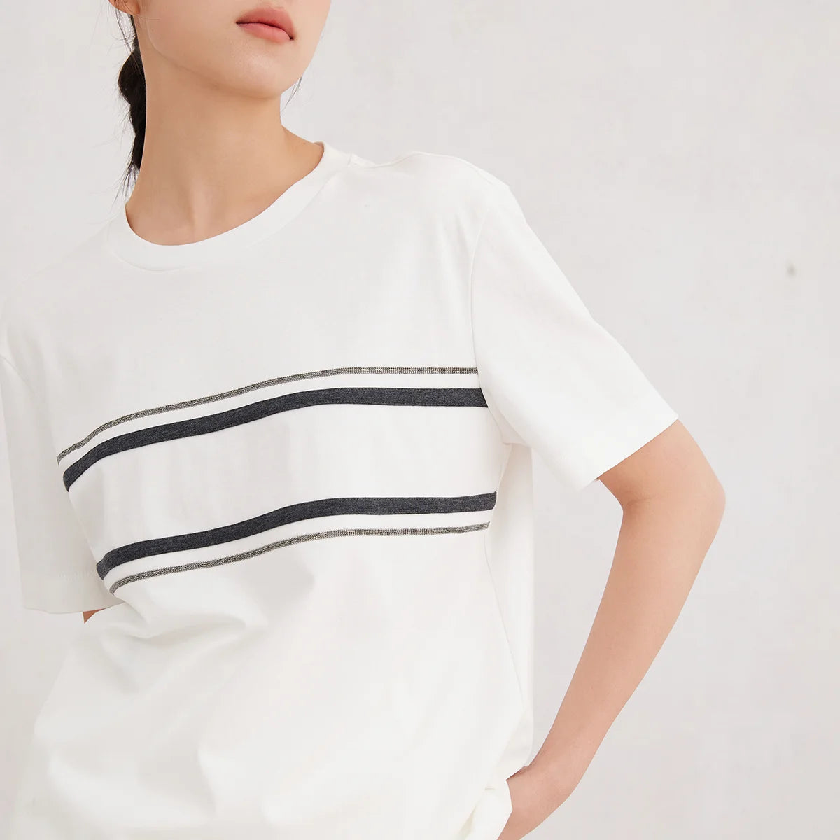 K3060X High quality luxury women's clothing 100% cotton short sleeved round neck T-shirt